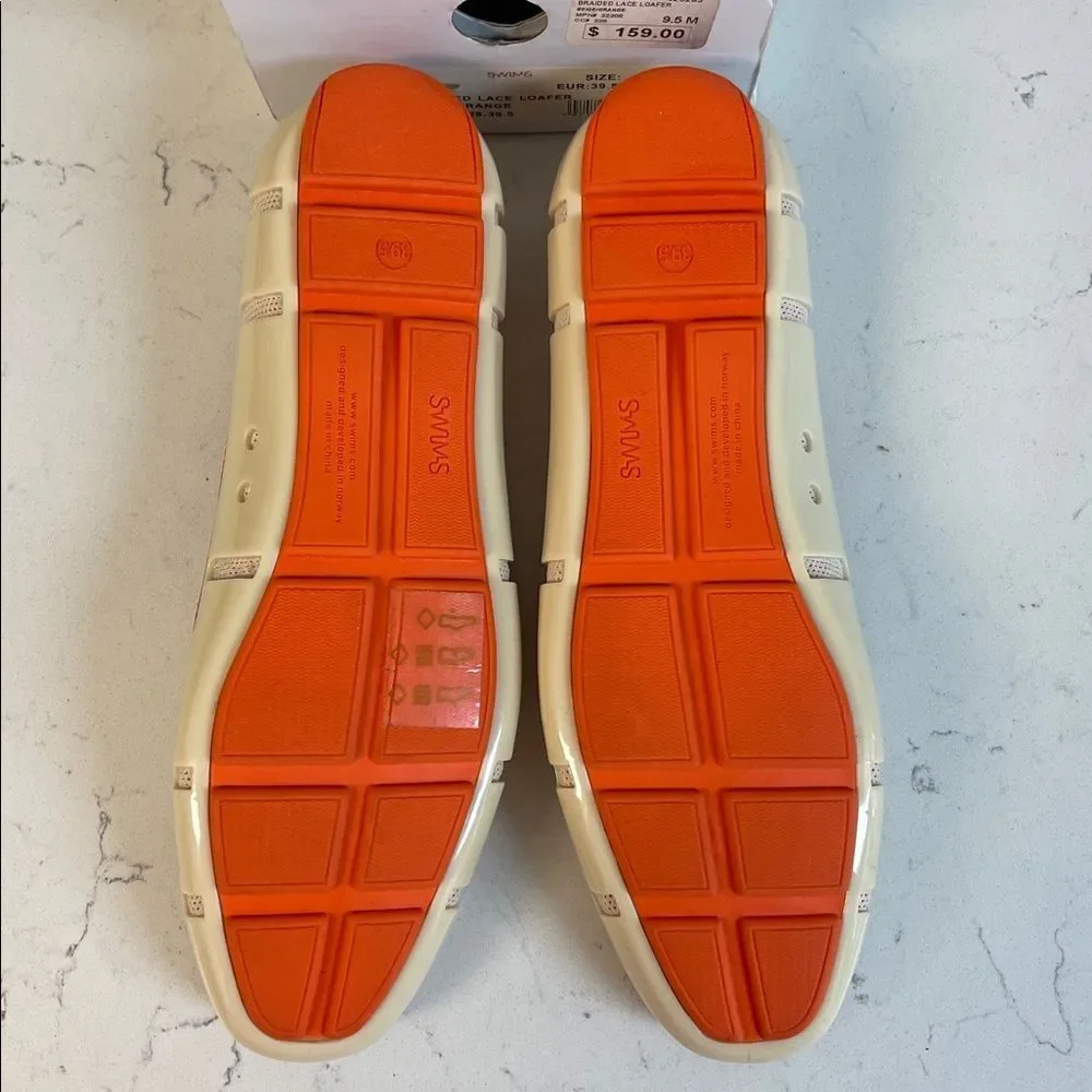 SWIMS Women Braided Lace - Loafer Beige / Orange Size 9.5 Worn 1-2 Run Small